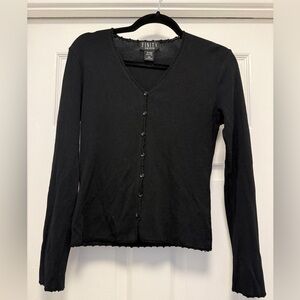 Finity Black Button Down Women's Petite Cardigan Sweater - Size M